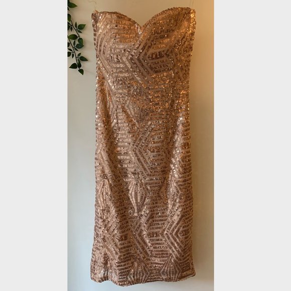 Guess Marley Sequin Strapless Dress - Picture 2 of 9